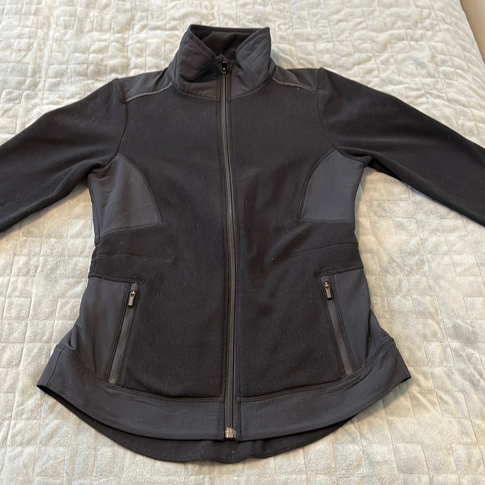 Athleta Softshell Fleece Jacket, Black, Zippered Pockets, Size XS - Picture 2 of 8